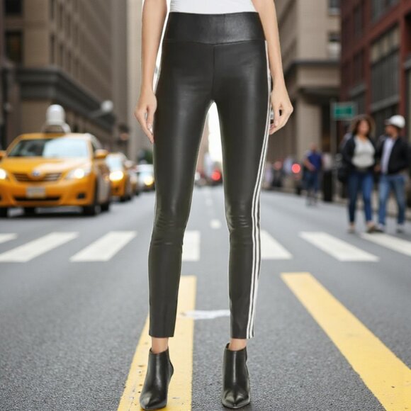 SPRWMN Leather Ankle Legging in Black Stripe M - Picture 1 of 7